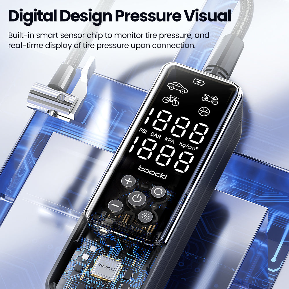 TOOCKI A5 Car Air Compressor Tire Inflator for Tire Inflation Car Tire Pump with LED Light for Car Tires TOOCKI A5 Car Air Compressor Tire Inflator for Tire Inflation Car Tire Pump with LED Light for Car Tires